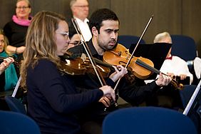 Streicherinnen und Streicher beim Konzert der Hochschule Esslingen