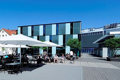 View of Campus Esslingen city center with the cafeteria in the background