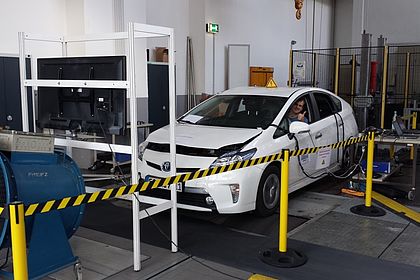 Students on the Roller test stand