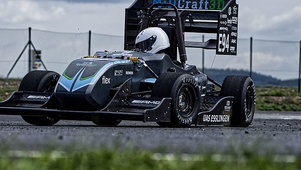 The electric racing car EVE 19 on the test track. Image E.Stall Esslingen
