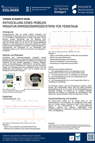 Poster zum Thema: Entwicklung eines mobilen Miniaturmesssystems für Immissionsmessungen für Feinstaub, Inhalte über pdf-Download