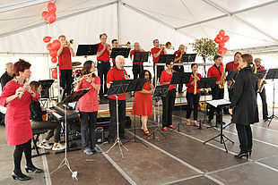 Band plays in the marquee