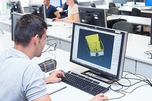 Student at a computer simulation.