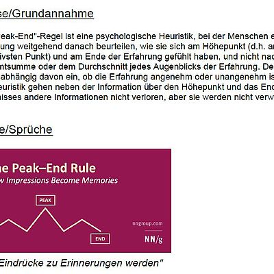 Text zur Beschreibung der Peak-end-Regel