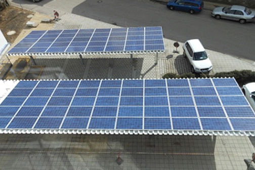 Two large photovoltaic panels.