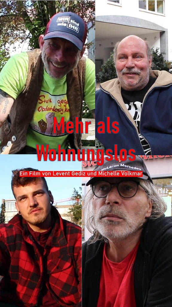 Plakat mit den Protagonisten des Films "Mehr als Wohnungslos"