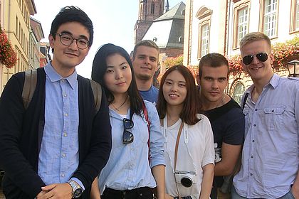 group photo of six international students