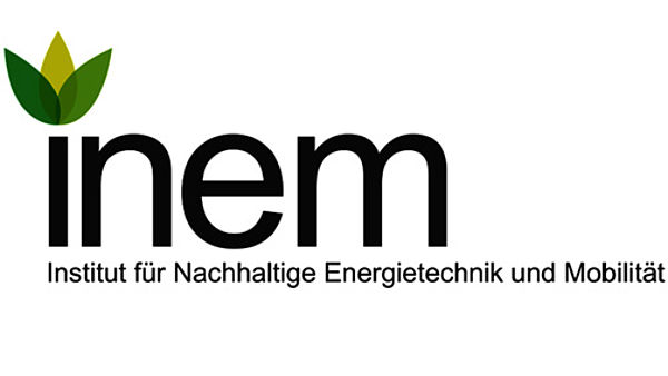 Ein Logo mit der Schrift INEM, auf dem I ist ein dreiblättriges Symbol.