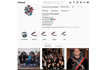 Screenshot des Instagram-Accounts der Technischen Verbindung Staufia
