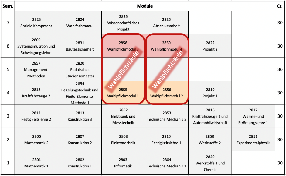 Modulübersicht Wahlpflichtmodule FZB SPO6