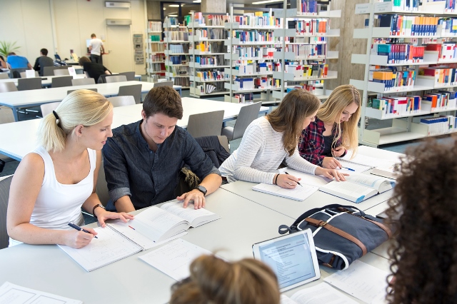 Studierende lernen in der Bibliothek