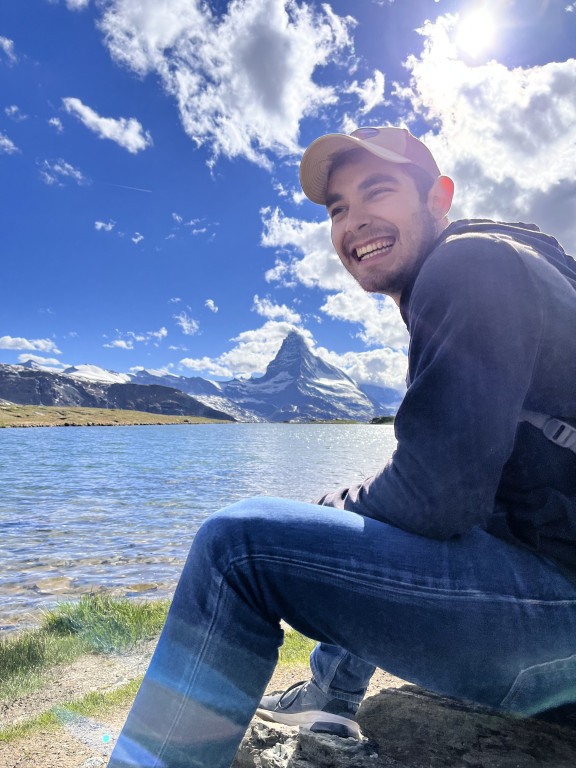 Marvin on his first trip to Switzerland, near the Matterhorn, where he learned all about the natural beauty of the Alps. Image: private